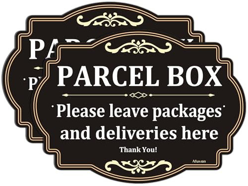 Parcel Box Please Leave Packages and Deliveries Here Signs 25 x 18 cm Package Delivery Metal Reflective Sturdy Rust Aluminum Waterproof Durable Outdoor