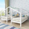 buiesjole Hausbett Für 2 Kinder Kinderbett 90x200 cm Mit Rausfallschutz 2 Einzelbetten Unter Einem Dach Im Hausbettdesign Jugendbett Mit Nachttisch Und Lattenrost Kiefer Massivholz Weiß