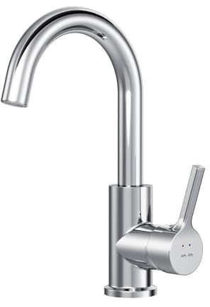 Wasserhahn Bad 360° Drehbar - Waschtischarmatur Hoch mit Drehbarem Auslauf - Waschtischmischer Langer Auslauf 180mm - Einhandmischer Waschbecken für Küche, Badezimmer - AM.PM X-Joy S FXB02700, Chrom