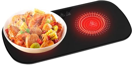 HiXip Plateau de maintien au chaud | Plateau chauffant électrique | Assiette chauffante portable | Assiette de maintien au chaud durable pour cuisine, maison, dîner