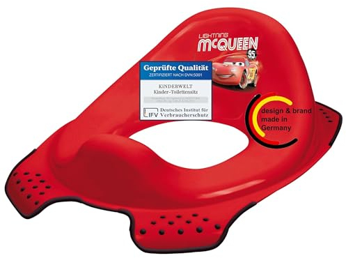 KiNDERWELT Premium Toilettensitz für Kinder und Babys, Disney Cars Design in Rot, Töpfchen für Kleinkinder ab 18 Monaten, abwischbar, rutschfest und BPA-frei