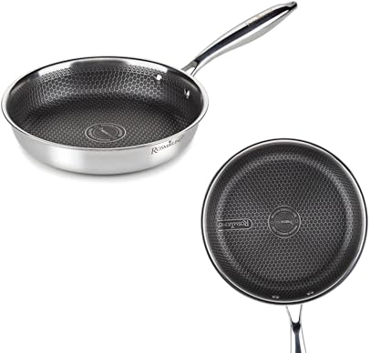 ROSMARINO HexaPro 2.0-24 cm Edelstahlpfanne – Premium Bratpfanne mit perfekter Wärmeverteilung, kratzfest, ofenfest und einfach zu reinigen – Ideal für anspruchsvolle Köche