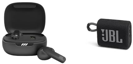 JBL Live Pro 2 TWS Earphones, In Ear, Noise Cancelling Bluetooth Earphones with 40 hours of Battery Life, Water Resistant Black & GO 3 - Wireless Bluetooth portable speaker, 5 Hours of Playtime