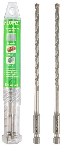 HLOFIZI Hex 3/16x6 Masonry Bits, 2 Pack