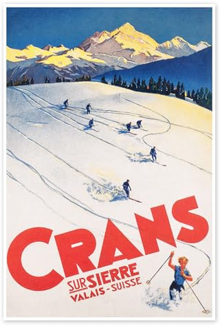 Posterlounge Crans-Montana (französisch) Poster | 40 x 60 cm von Vintage Ski Collection Wandbilder Wanddeko