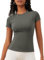 IECCP Funktionsshirt Damen Große Größen Fitness Oberteil Kurzarm Gym Outfit Outdoor Blusen T-Shirts für Damen L Grau