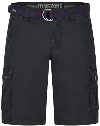 Timezone Cargo Shorts Herren mit Gürtel Regular Fit MaguireTZ Kurze Hosen Cargoshorts Sommer 100% Baumwolle, Größe:32, Farbe:Dark Ink Blue (3929)