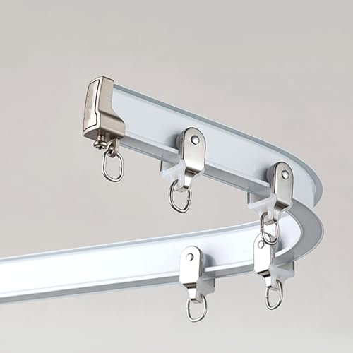5 Meter Gardinenschiene, Vorhangschiene 1 Läufig, Gardinenschiene Gebogene Vorhangschiene Flexible, Industrial Vorhangstange Deckenmontage, Für Schiebevorhang(Color:White,Size:4M/13FT)