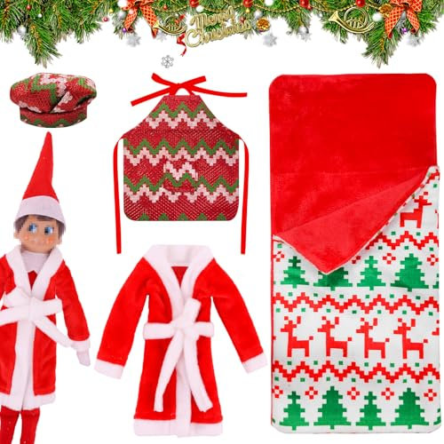 TECHEEL Weihnachtenelf Puppen Zubehör Weihnachten Elfkleidung Weihnachtself Zubehör Weihnachtself Puppen Puppen Wichtel Kleidung Weihnachtstag Geschenk für Kinder Elfenpuppe Mini Kostüm Zubehör