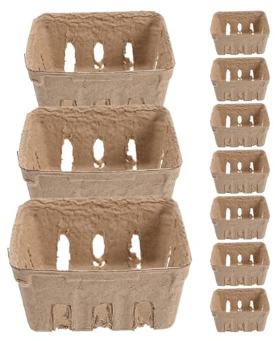 Alipis 10 Stück Beerenkorb aus Wellpappe Leichte und Praktische Obstschale Natürliche Optik zur Aufbewahrung von Beeren und Früchten im Wohnzimmer