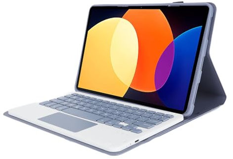 ASHATA Funda para Mi Pad 5 y 5 Pro con Teclado de 11 Pulgadas, Funda Protectora para Teclado Inalámbrico Desmontable, Delgada, Ligera, Teclado Magnético BT para Mi Pad 5 y 5 Pro (Purple)