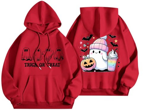 Halloween Kostüm Damen Fall Winter Winterpullover Übergrösse Kostüm Luftig Blusen Mode T-Shirt Lustige Partywear Niedlich Drucken Shirts mit Rundhalsausschnitt Freizeithemd Halloween Kostüme Damen