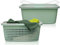 Hausfelder Wäschekorb 58x37x25cm, Wäschewanne mit Henkel, stabil & wetterfest, Wäschekörbe 35l aus Kunststoff (Jadegrün, 1 Korb + 1 Wanne)