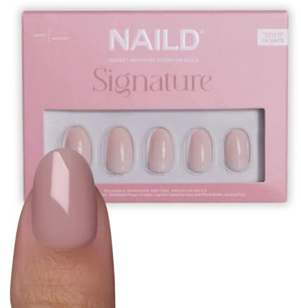 NAILD Softgel Press On Nails Round, Ginza – Fingernägel zum Aufkleben in Studioqualität – Wiederverwendbare künstliche Fingernägel – inkl. Nagelkleber, Feile & Zubehör