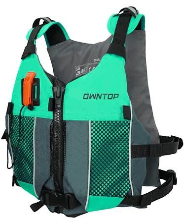 Owntop Aiuti per La Galleggiabilità per Adulti e Adolescenti con Zaino Idratazione, Fischietto e Tasche - Giubbotto Galleggiante Regolabile Gilet da Nuoto Unisex per Paddleboard, Kayak, Pesca, Vela