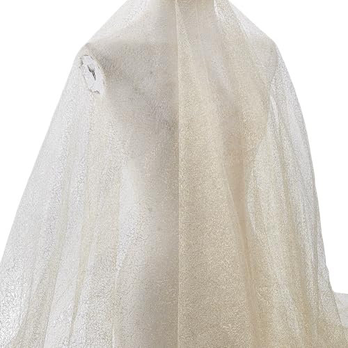 MAYJOYDIY 1.8m×172cm Spinnennetz Spitzennetz Schillernder Stretch Fischnetzstoff Bunter Durchbrochener Netzgaze Kristall Tüllstoff Für Die Herstellung von Röcken Heimwerkerarbeiten (Hellgold)