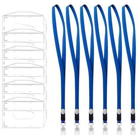 6 StüCk AusweishüLle Mit SchlüSselring,Durchsichtige KartenhüLle,Badge Holder Karten,Transparent Ausweishalter,Lanyard Mit KartenhüLle,KartenhüLle Hartplastik, FüR Ausweisclip, Kreditkarten