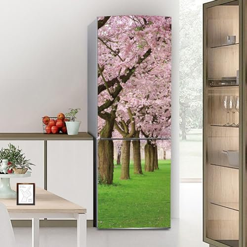 Refrigerator Stickers, Fridge Sticker Full Covering Door Fridge Covers Skins Wall Stickers for Kitchen Decal, Pink Cherry Tree(S: 60x150 cm)