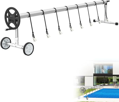 XMTECH Système d'enroulement de piscine - Enrouleur de piscine réglable - Tube télescopique en aluminium - Système d'enroulement pour bâche de piscine - Film solaire résistant aux intempéries (type B,