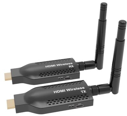 EXVIST Kit trasmettitore e ricevitore HDMI wireless portatile - 492t a lungo raggio, streaming HD 1080p, Plug & Play per TV/proiettori, ideale per Home Theater, presentazioni in ufficio