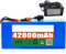 48V 42ah E-Bike Battery Lithium Battery Pack 13s3p Waterproof Electric Bike Battery Lithium-Ion with 54.6V2A Charger and BMS for Electric Bicycle Scooter T