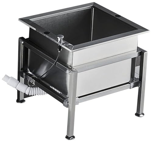 LYJIANGXIN Stainless Steel Mop Sink, Mobile With Rollers, Balcony Bathroom Mop Service Basin Heavy Duty Slop Sinks, Outdoor Slop Sinks for Garage/Shop/Basement