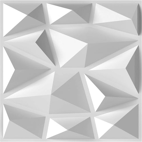 LIFEZEAL 50/100 Stück 3D Wandpaneele, Wandverkleidung Paneele Diamant-Form, Wanddekoration DIY für Innenbereich, PVC Dekoren Deckenpaneele Wandtattoos für Zuhause & Büro, 30 x 30 cm (Weiß 1)
