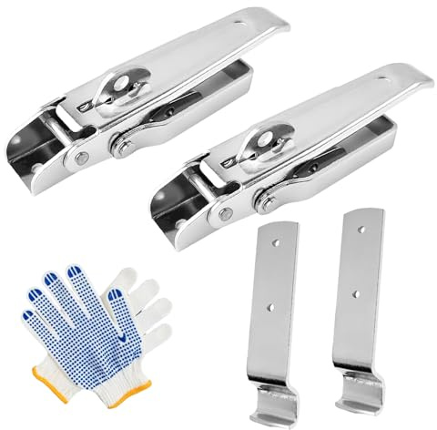2 piezas cerrojo remolque, cierre de tensión de 210 mm con guantes, accesorio de cierre para remolques de turismos, cierre rápido para cajas para autocaravanas, remolques y SUV. (Silver)