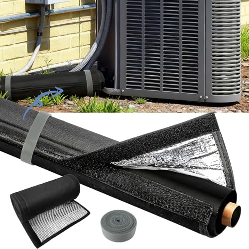 4-Layer HVAC Pipe Insulation Foam Tube 59x10.6, Cut-to-Fit AC Line Insulation Cover for 1/4 1/2 3/4 1 1.75 2 3 Copper Pipe, Flexible Split Foam Wrap Sleeve for Mini Split & Central AC, Black