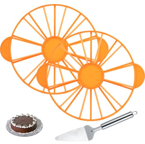 McBlast 2 Pcs Diviseur de Gâteau Ajustable 10/12 Parts avec Spatule | Trancheuse en plastique réglable, lavable, idéale pour gâteaux et pâtisseries, utilisation simple.