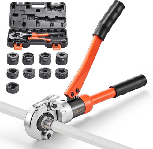 VEVOR Utensile Pinza di Crimpatura Idraulico per Raccordi per Tubi Flessibili con Ganasce TH16, TH20, TH26 e TH32 per Tubi in PEX e Alluminio-Plastica e Ganasce V12, V15, V18, V22