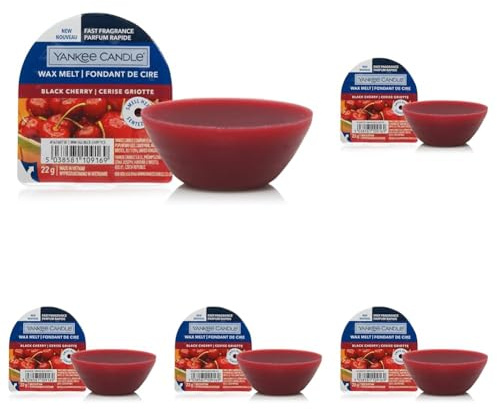 Yankee Candle Wax Melts | Black Cherry | bis zu 8 Stunden Duft | 1 Stück (Packung mit 5)