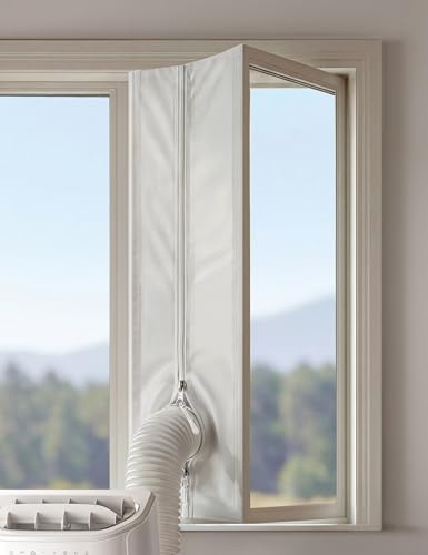 DREO 400cm Universal Air Conditioner Window Seal Kit, Industrial Adhesive, No Drill, Self-Locking Zipper, Strong Seal & Clean Removal, Waterproof for AC/Tumble Dryer/Dehumidifier, Fits Casement Window