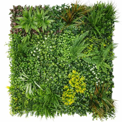 shopbest.it Pannello Siepe Artificiale 100x100 cm, Modulo Verde Decorativo per Parete, Giardino Verticale Finto per Interni ed Esterni (Spring Garden)