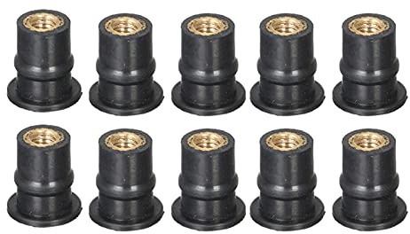 Tbest Écrous de Puits en Caoutchouc M5 5 Mm Écrou d'arbre de Pare-brise de Moto 10 Pièces/20 Pièces/50 Pièces/100 Pièces Attaches de Manchon en Laiton et en Caoutchouc pour Accessoires de Bateau de