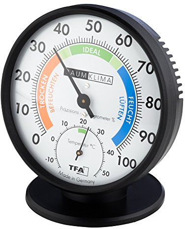 TFA Dostmann Präzisions-Hygrometer Haar-Hygrometer Klimatest schwarz mit Standfuß