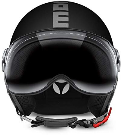 MOMO Design Casco CLASSIC Nero Opaco - Argento, Taglia XS