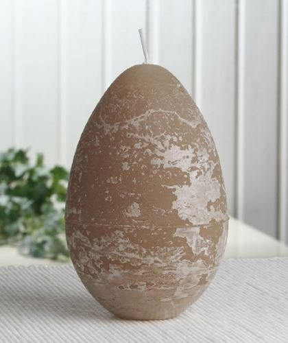 CandleCorner Rustik-Eikerze, durchgefärbt, groß, ca. 13 x 8,5 cm, Sand