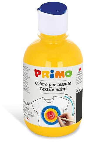 PRIMO Permanente Textilfarbe, 300 ml Flasche mit Dosierverschluss Airbrush/Spray-fähig (gelb)