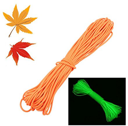ZJchao(TM) Corde de parachute fluorescente lumineuse 9 Strand 550, Orange, 25ft