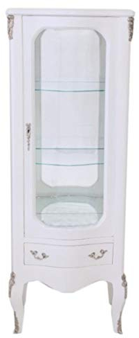 Casa Padrino Barock Vitrine Weiß 130 cm - Vitrinenschrank - Wohnzimmerschrank