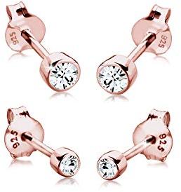 Elli Ohrringe Damen Ohrstecker 2er Set Basic mit Kristall in 925 Sterling Silber Rosévergoldet