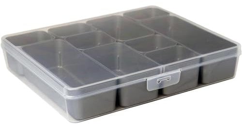SUNWARE Q-Line Mixed Box Sortimentkasten + 10 Baskets - 296 x 250 x 52mm - TRANSPARENT/Silber