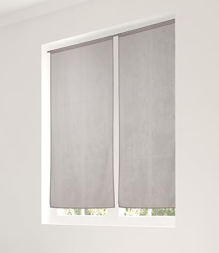 Linder Gardine, 2 Stück, Gardinenstange, Grau, 60 x 140 cm, 100% Polyester, Oeko-Tex-Zertifiziert, gewebt und gefärbt in Frankreich, Kollektion Etamin, gefrostet