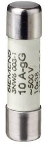 Siemens 3NW6007-1 Sentron, Cylindrical Fuse Link, 10 x 38 mm, 20 A, Gg, Un AC: 500 V, White