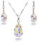 Schöner SD Schmuckset 925 Silber mit Marken Kristall Tropfen Crystal Aurora Boreale