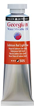 Daler-Rowney Georgian Water Mixable Oil Paint, Aluminium Tube, 1.25oz - 37 ml, Cadmium Red Light Hue