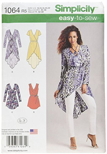 Simplicity Sewing Pattern 1064: Misses' Tunics, Size R5(14-16-18-20-22), Paper, White