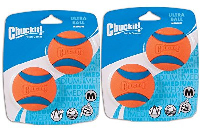 Chuckit! Dog Fetch Toy ULTRA BALL Durable Rubber Fits Launcher MEDIUM 4 Balls