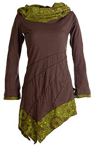 Vishes - Alternative Bekleidung - Asymmetrisches Kleid aus Baumwolle mit Schalkragen
